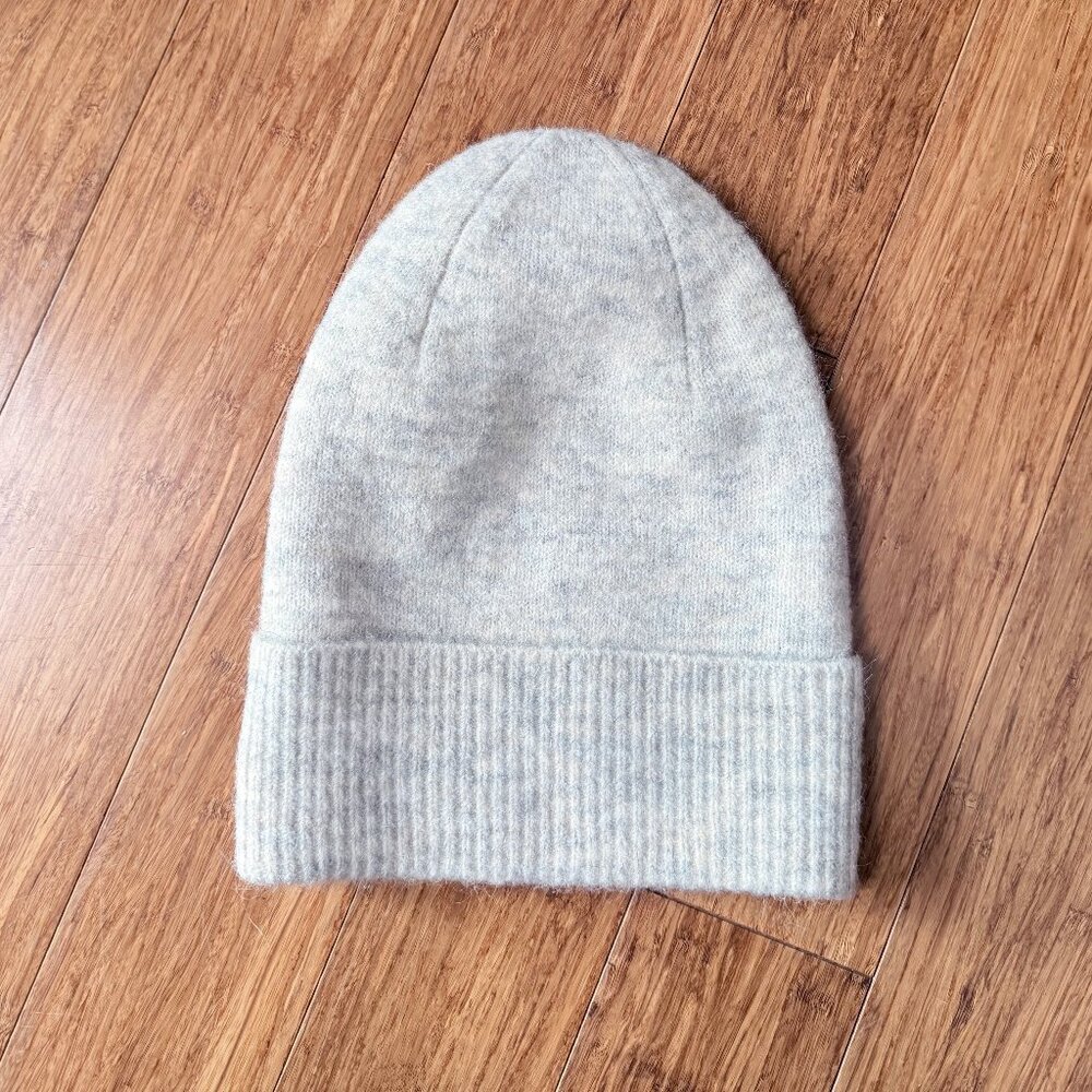 ARITZIA Auxiliary Floppy RIBBED CUFF Wool Alpaca Blend Beanie Hat Winter White